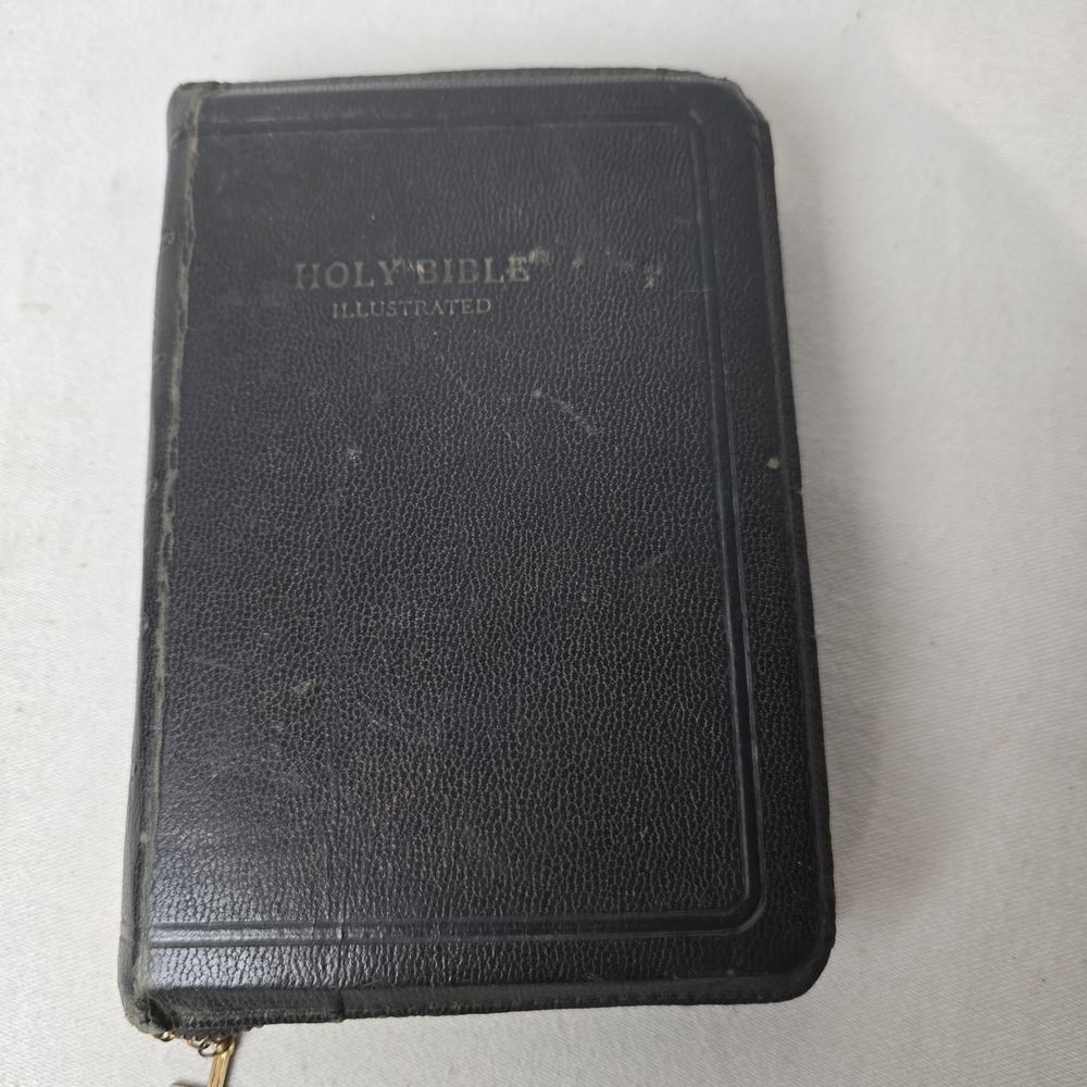HOLY BIBLE KJV Illistrated Leather Red Letter Edition‎ Zipper